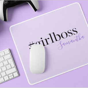 Gepersonaliseerde #GirlBoss Moderne Paarse naam Muismat