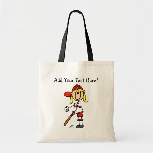 Gepersonaliseerde Girls Baseball Canvas tas (Voorkant)