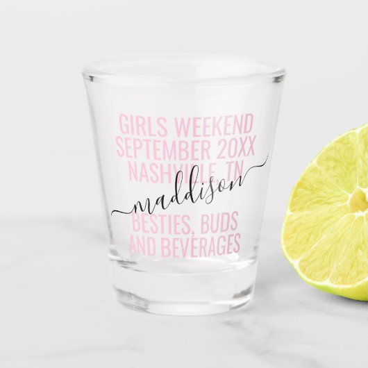 Gepersonaliseerde Girls Weekend Friends Trip Custo Shot Glas (Voorkant)