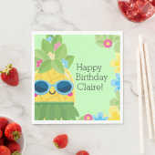 Gepersonaliseerde Girly Ananas Tropische Verjaarda Servet (Insitu)
