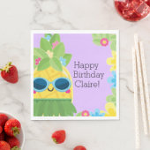 Gepersonaliseerde Girly Ananas Tropische Verjaarda Servet (Insitu)
