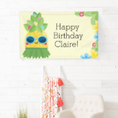 Gepersonaliseerde Girly Ananas Tropische Verjaarda Spandoek (Insitu)