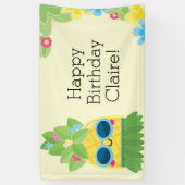 Gepersonaliseerde Girly Ananas Tropische Verjaarda Spandoek (Verticaal)