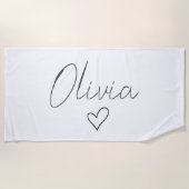 Gepersonaliseerde Girly Beach Handdoek met Naam &  (Voorkant)