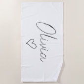 Gepersonaliseerde Girly Beach Handdoek met Naam &  (Voorkant)