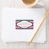 Gepersonaliseerde Girly Chevron Zig Zag Bookplate Etiket (Insitu)