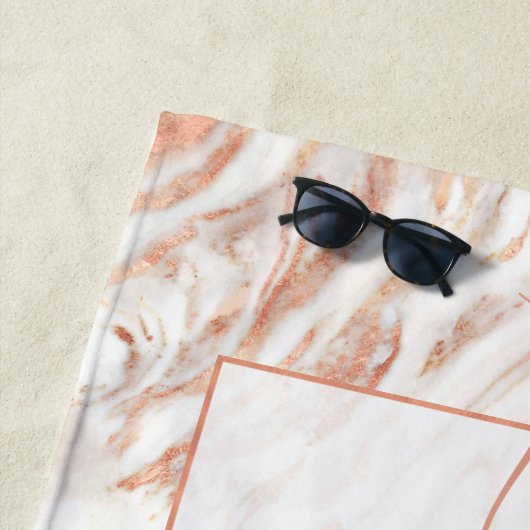 Gepersonaliseerde Girly Chic Koper Marmer Roos Gou Strandlaken (In situ)