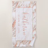 Gepersonaliseerde Girly Chic Koper Marmer Roos Gou Strandlaken (Voorkant)