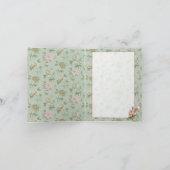 Gepersonaliseerde Girly Elegante Groene en Roze Notitiekaartje (Binnen)