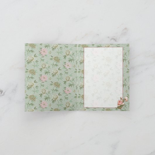 Gepersonaliseerde Girly Elegante Groene en Roze Notitiekaartje (Binnen)