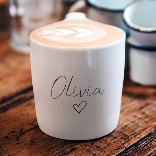 Gepersonaliseerde Girly Espresso Cup met naam en h Espresso Kop