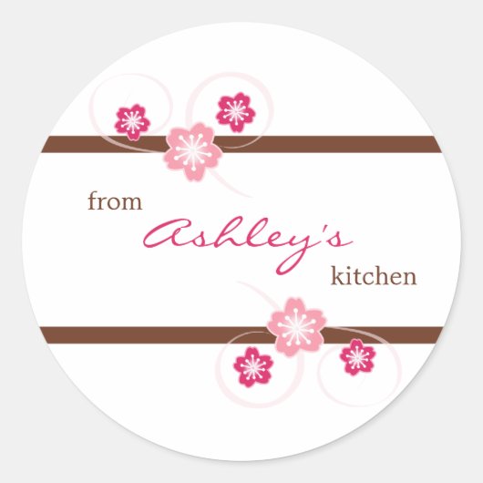 Gepersonaliseerde Girly Floral Canning Kitchen Sti Ronde Sticker (Voorkant)