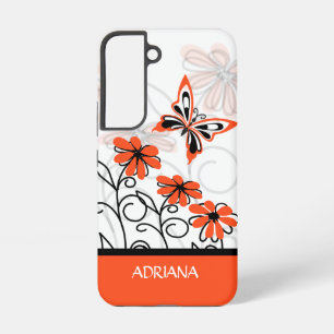 Gepersonaliseerde Girly grillige vlinder bloemen Samsung Galaxy Hoesje