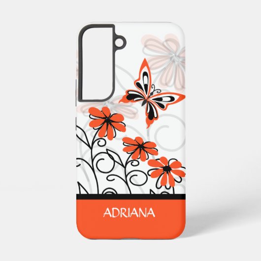 Gepersonaliseerde Girly grillige vlinder bloemen Samsung Galaxy Hoesje (Achterkant)