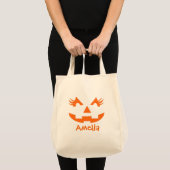 Gepersonaliseerde Girly Jack O Lantern Halloween Tote Bag (Voorkant (product))