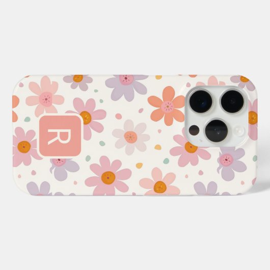 Gepersonaliseerde Girly kleurrijke bloemen patroon Case-Mate iPhone Case (Achterkant (horizontaal))