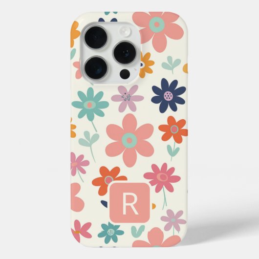 Gepersonaliseerde Girly kleurrijke bloemen patroon Case-Mate iPhone Case (Achterkant)