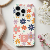 Gepersonaliseerde Girly kleurrijke bloemen patroon Case-Mate iPhone Case