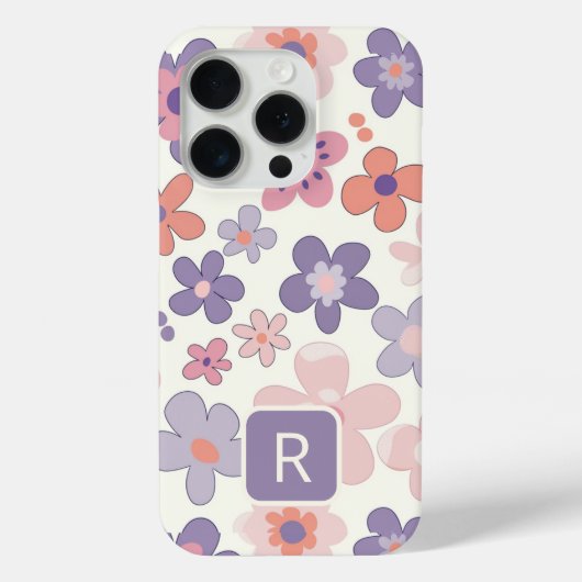 Gepersonaliseerde Girly kleurrijke bloemen patroon Case-Mate iPhone Case (Achterkant)