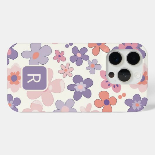Gepersonaliseerde Girly kleurrijke bloemen patroon Case-Mate iPhone Case (Achterkant (horizontaal))