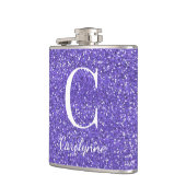 Gepersonaliseerde Girly Paarse Sparkle Glitter Mon Heupfles (Links)