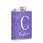 Gepersonaliseerde Girly Paarse Sparkle Glitter Mon Heupfles (Rechts)