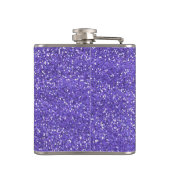 Gepersonaliseerde Girly Paarse Sparkle Glitter Mon Heupfles (Achterkant)