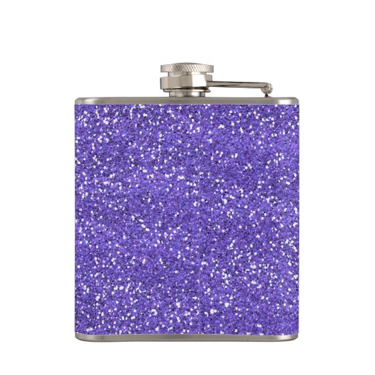 Gepersonaliseerde Girly Paarse Sparkle Glitter Mon Heupfles (Achterkant)