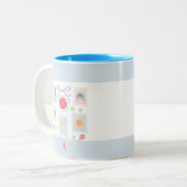 Gepersonaliseerde Girly Pickleball postzegels Tweekleurige Koffiemok (Voorkant links)