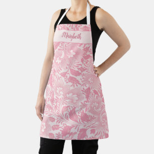 Gepersonaliseerde Girly Pink Flowers & Swirls Schort