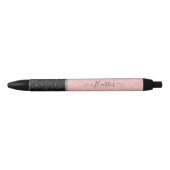 Gepersonaliseerde Girly Pink Glitter Black Ink Pen (Voorkant)