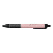 Gepersonaliseerde Girly Pink Glitter Black Ink Pen (Bodem)