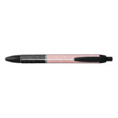 Gepersonaliseerde Girly Pink Glitter Black Ink Pen (Achterkant)