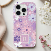 Gepersonaliseerde Girly Purple Flowers Patroon Case-Mate iPhone Case