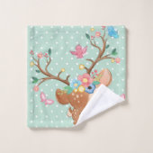 Gepersonaliseerde Girly Rendier Cartoon Polka dot Bad Handdoek (Wasdoekje)