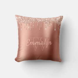 Gepersonaliseerde Girly Roos Gold Coral Glitter Dr Kussen