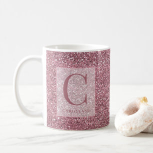 Gepersonaliseerde Girly Roos Goud Roze Glitter Mon Koffiemok