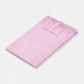 Gepersonaliseerde Girly Roze Druppelende Glitter V Post-it® Notes (Schuin)
