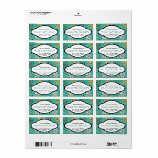 Gepersonaliseerde Girly Spring Bloemen Patroon Boe Etiket (Full Sheet)