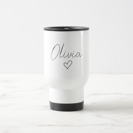 Gepersonaliseerde Girly Travel Mug met naam en har Reisbeker (Center)