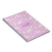 Gepersonaliseerde Girly Whimsical Unicorn Rainbow Notitieboek (Rechterzijde)