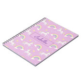 Gepersonaliseerde Girly Whimsical Unicorn Rainbow Notitieboek (Linkerzijde)