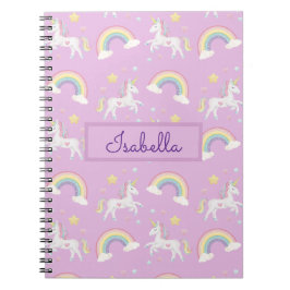 Gepersonaliseerde Girly Whimsical Unicorn Rainbow Notitieboek