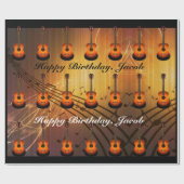 Gepersonaliseerde gitaar & Musical Notes Birthday  Cadeaupapier (Vlak)