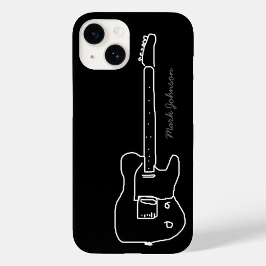 gepersonaliseerde gitaar op zwart Case-Mate iPhone case (Achterkant)