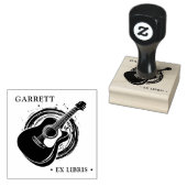 Gepersonaliseerde Gitaarmuziek Ex Libris Wood Art  Rubberstempel (Gestempeld)