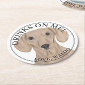 Gepersonaliseerde Gladde Rode Teckel Hond Wedding Ronde Kartonnen Onderzetter (Gebogen)