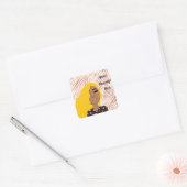 Gepersonaliseerde Glam Meisjes Roos Gold Wavy Line Vierkante Sticker (Envelop)