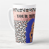 Gepersonaliseerde Glam Meisjes Sassy Cheetah Print Latte Mok (Linkerhoek)