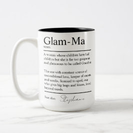 Gepersonaliseerde Glam-Oma Woordenboek Definitie O Tweekleurige Koffiemok